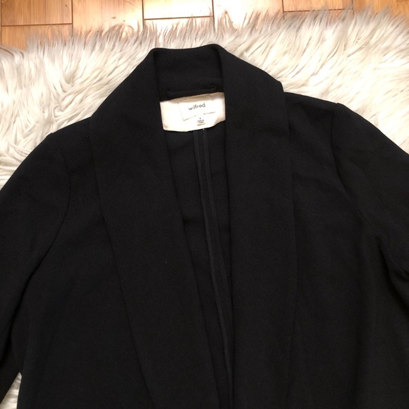 Aritzia Wilfred Chevalier Open-Front 3/4 Sleeves Crepe Black Blazer Jacket 6 - Picture 6 of 14